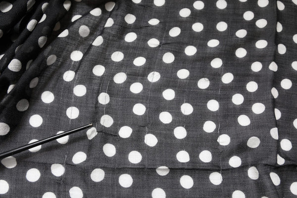 Black White Polka Dots Fringes Wrap Scarf