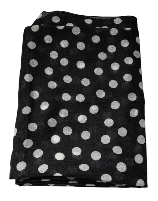 Black White Polka Dots Fringes Wrap Scarf