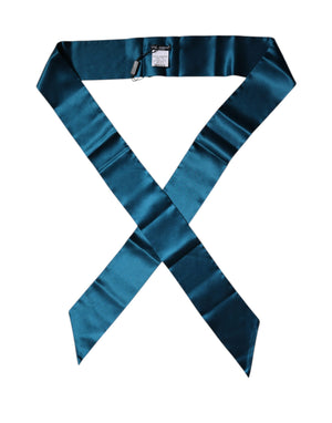 Dark Green Satin Silk Skinny Foulard Scarf