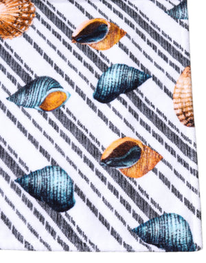 Multicolor Stripes Seashells Beach Towel