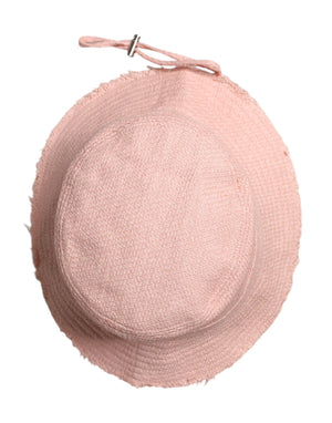 Pink Cotton Wide Brim Bucket Hat