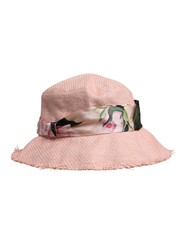 Pink Cotton Wide Brim Bucket Hat