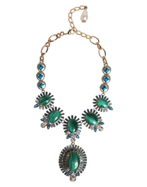 Gold Brass Pietre Oval Crystal Embellished Necklace