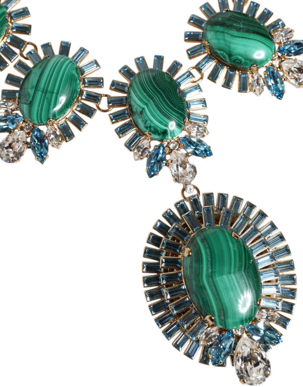 Gold Brass Pietre Oval Crystal Embellished Necklace