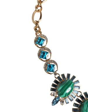 Gold Brass Pietre Oval Crystal Embellished Necklace