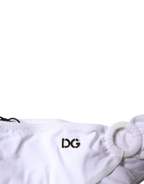 White Nylon Beachwear Bikini Bottom Swimwear