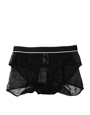 Black Tulle Nylon Mid Waist Panty Underwear