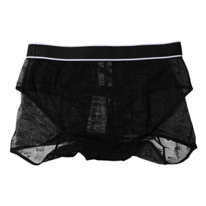 Black Tulle Nylon Mid Waist Panty Underwear