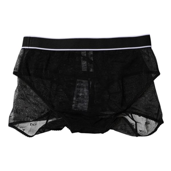 Black Tulle Nylon Mid Waist Panty Underwear