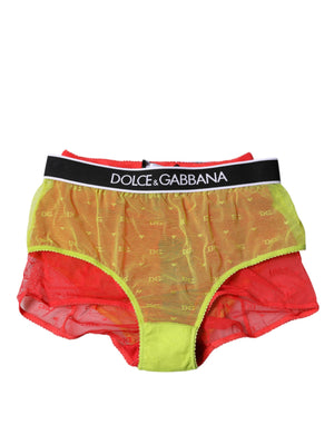 Red Yellow Tulle Mid Waist Panty Underwear