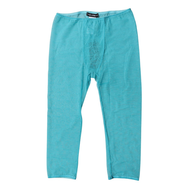 Blue Logo Lace Lingerie Cropped Tight Underwear