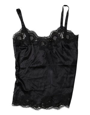 Black Lace Silk Blend Camisole Top Underwear