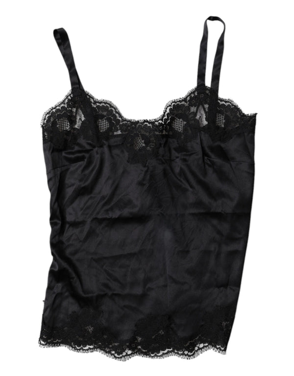 Black Lace Silk Blend Camisole Top Underwear