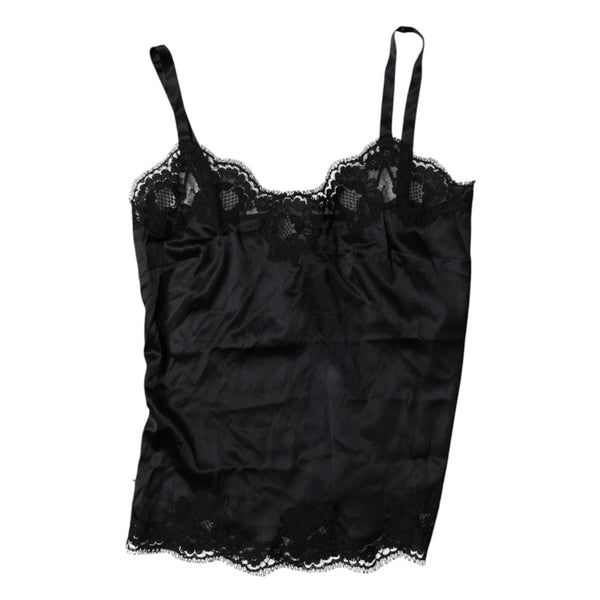Black Lace Silk Blend Camisole Top Underwear