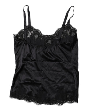 Black Lace Silk Blend Camisole Top Underwear