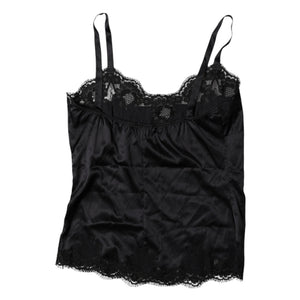 Black Lace Silk Blend Camisole Top Underwear