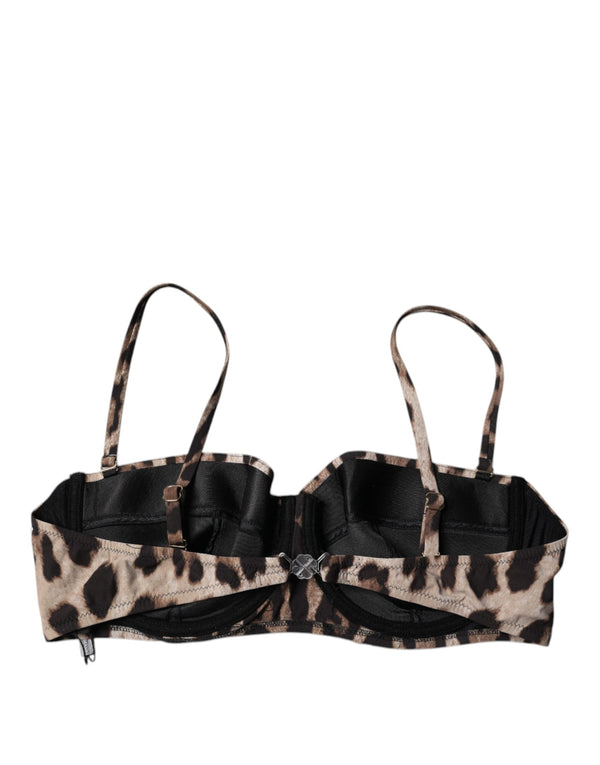 Brown Leopard Nylon Balconcino Bra Underwear