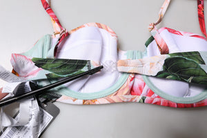 Multicolor Floral Padded Balconette Bra Underwear