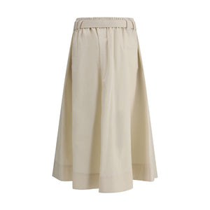 Cream Wide Long Skirt