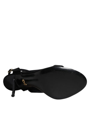 Black Tulle Stretch Heels Sandals Shoes