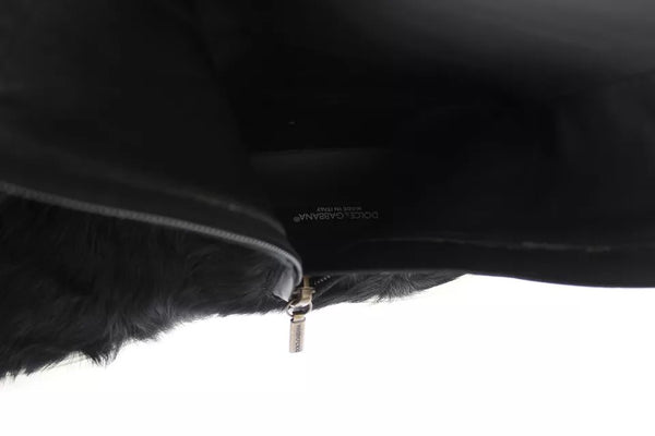 Black Xiangao Lamb Fur Leather Boots Shoes