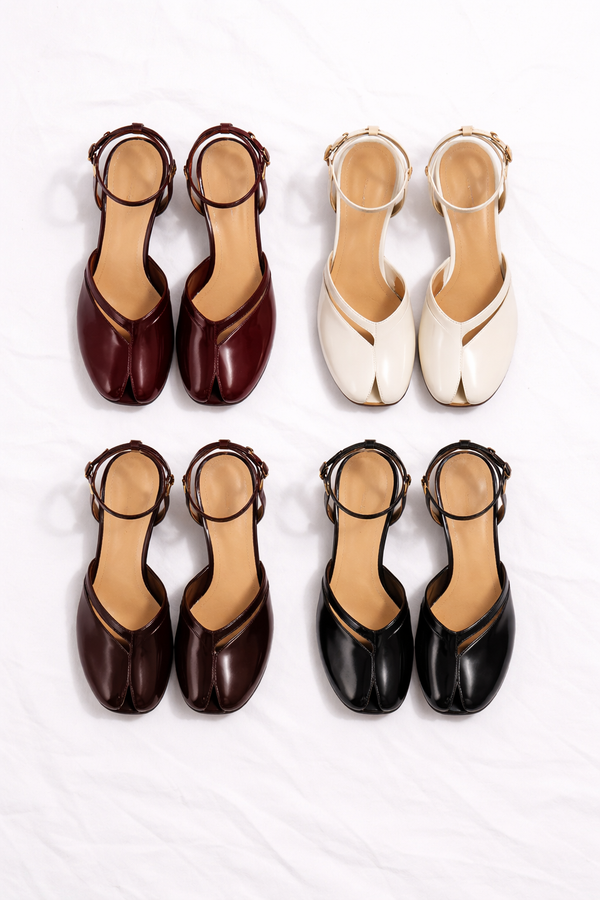 ZAIRA Patent Split-Toe Slingback Heel