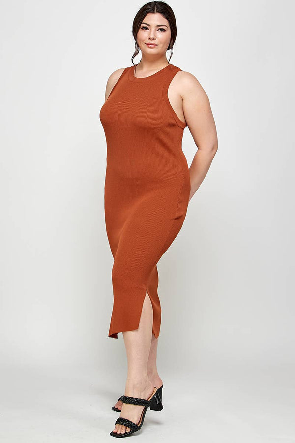Ribbed Sleeveless Midi Dress