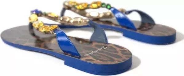 Blue Crystals Flats Sandals Beachwear Shoes
