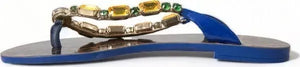 Blue Crystals Flats Sandals Beachwear Shoes