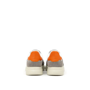 Bicolor Fabric And Leather Athletic Sneakers