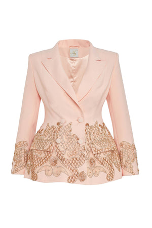 Embellished Double-Breasted Tailored Blazer