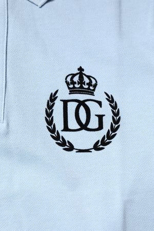 Sky Blue Cotton Crown Collared Polo T-shirt