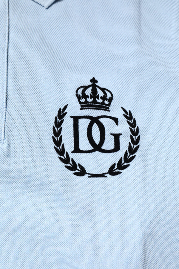 Sky Blue Cotton Crown Collared Polo T-shirt