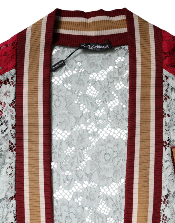 Multicolor Floral Lace Cardigan Sweater