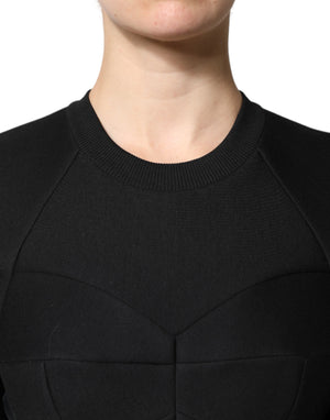 Black Cotton Long Sleeves A-line Mini Dress