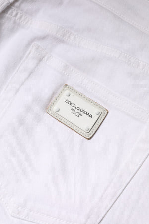 White Cotton Mid Waist Skinny Denim Jeans