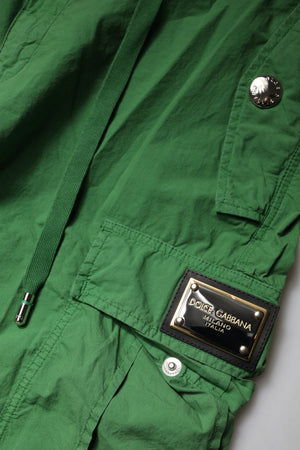 Green Cotton High Waist Cargo Pants