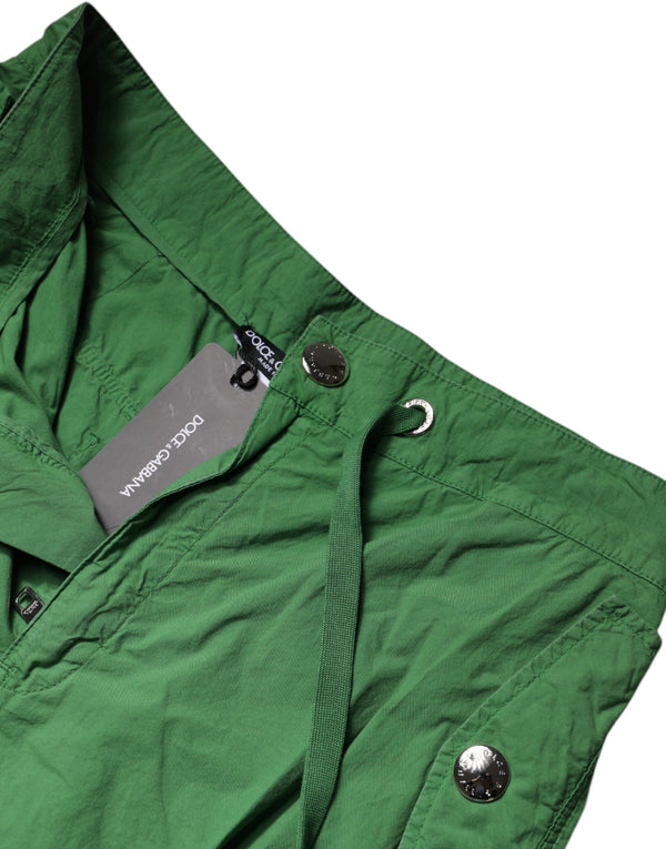 Green Cotton High Waist Cargo Pants