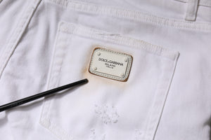 White Cotton High Waist Skinny Denim Jeans