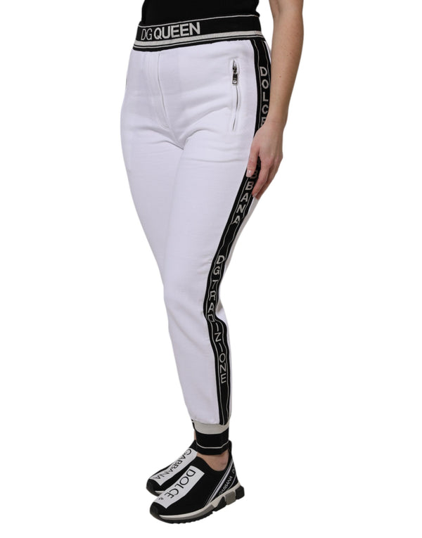 White Cotton Stretch Jogger Sweatpants Pants
