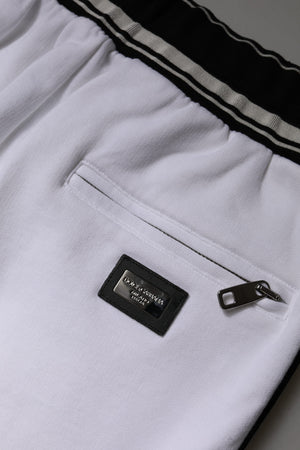 White Cotton Stretch Jogger Sweatpants Pants