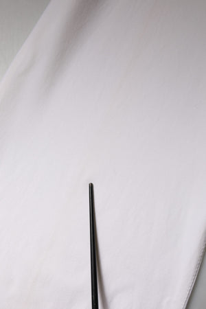 White Wool Mid Waist Wide Leg Pants