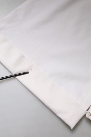 White Wool Mid Waist Wide Leg Pants