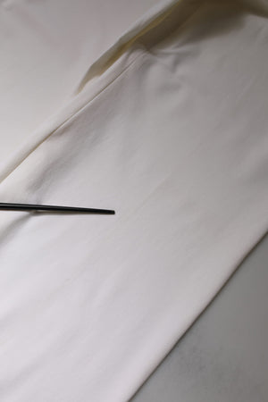 White Wool Mid Waist Wide Leg Pants