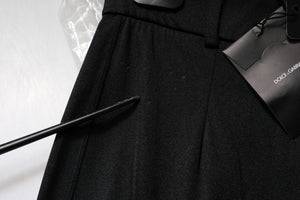 Black Nylon High Waist Slim Fit Pants