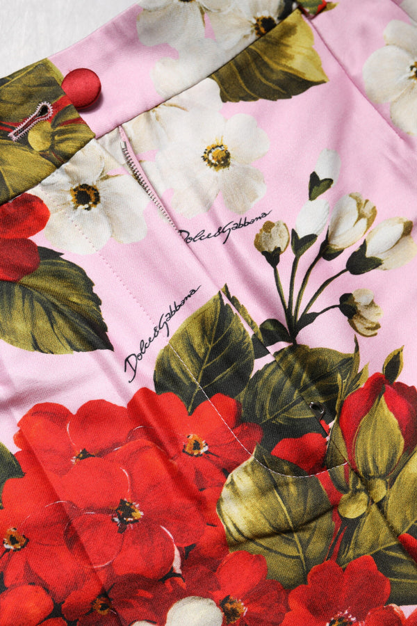 Pink Floral Print High Waist Hotpants Short