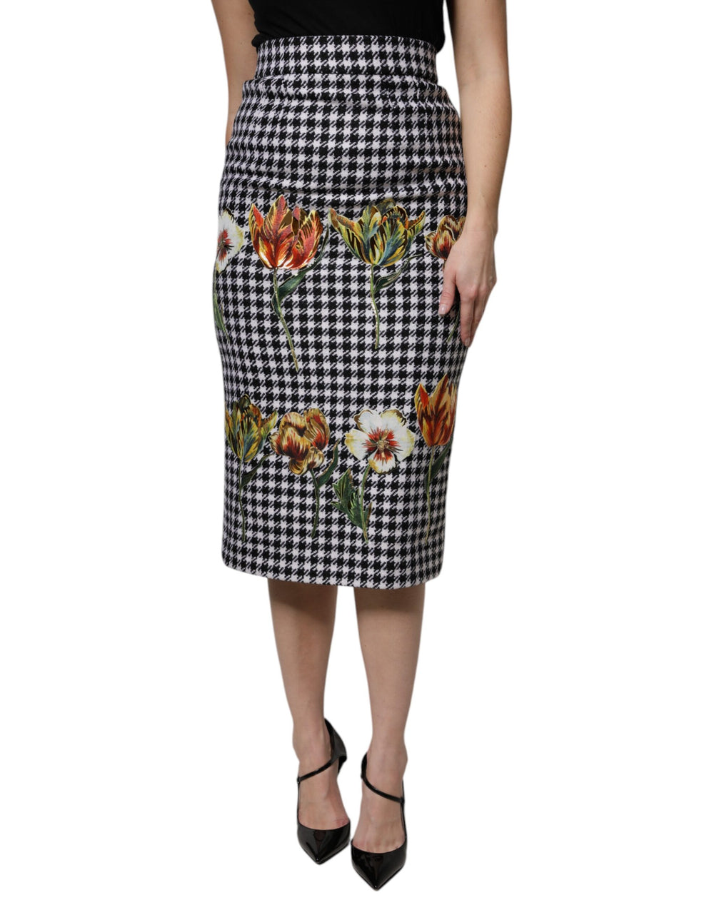 Multicolor Floral Print High Waist Pencil Cut Skirt