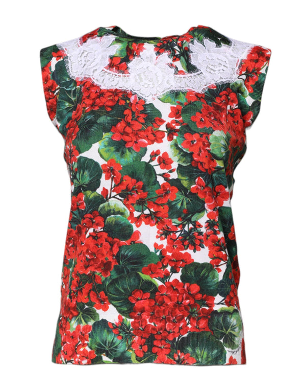 Multicolor Floral Lace Sleeveless Tank Top