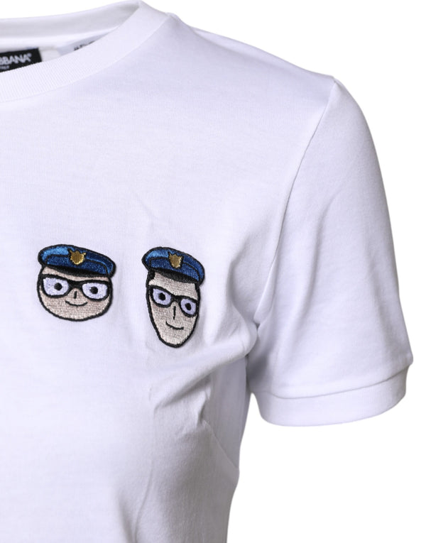White #DGFamily Cotton Crew Neck T-shirt