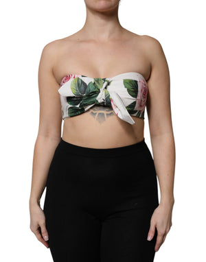 White Floral Print Cropped Bustier Corset Top